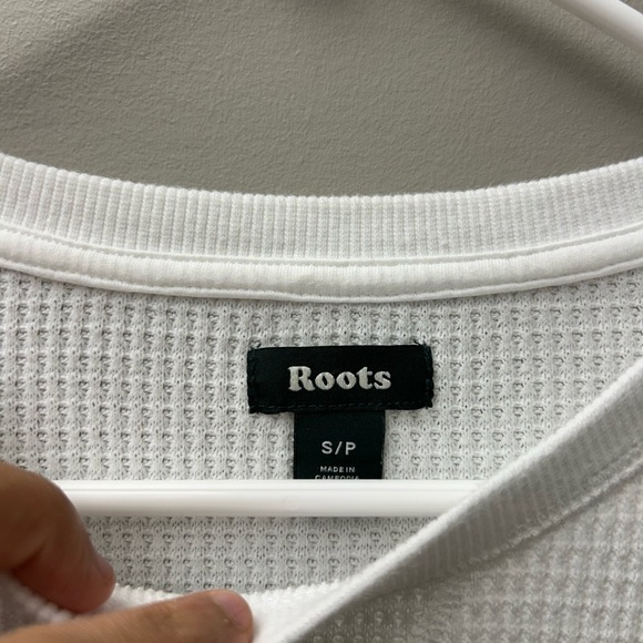 Roots White Waffle Long Sleeve Henley Shirt - Picture 3 of 3